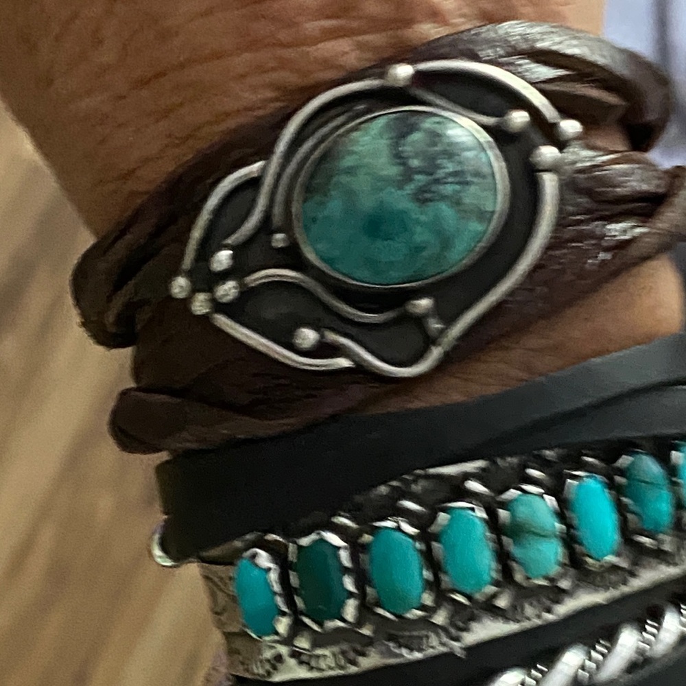 Vintage SS turquoise leather bracelet - Picture 3 of 4